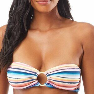 Vince Camuto Striped Ring Bandeau Bikini Top Multicolor S